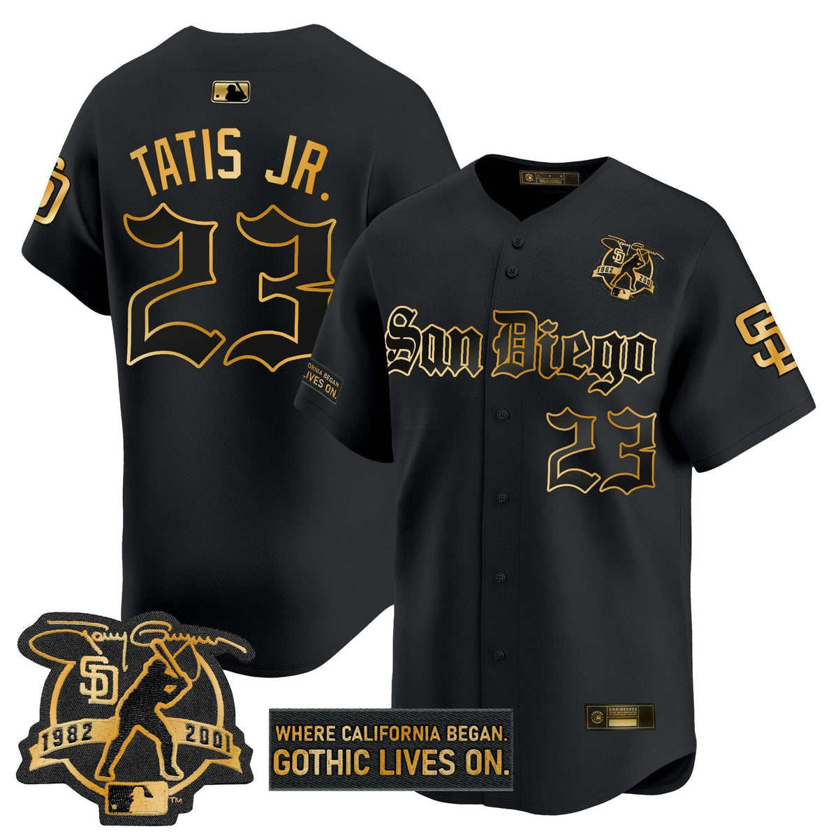 MLB Men’s San Diego ‘Gothic Edition’ Gold Vapor Premier Limited Jersey