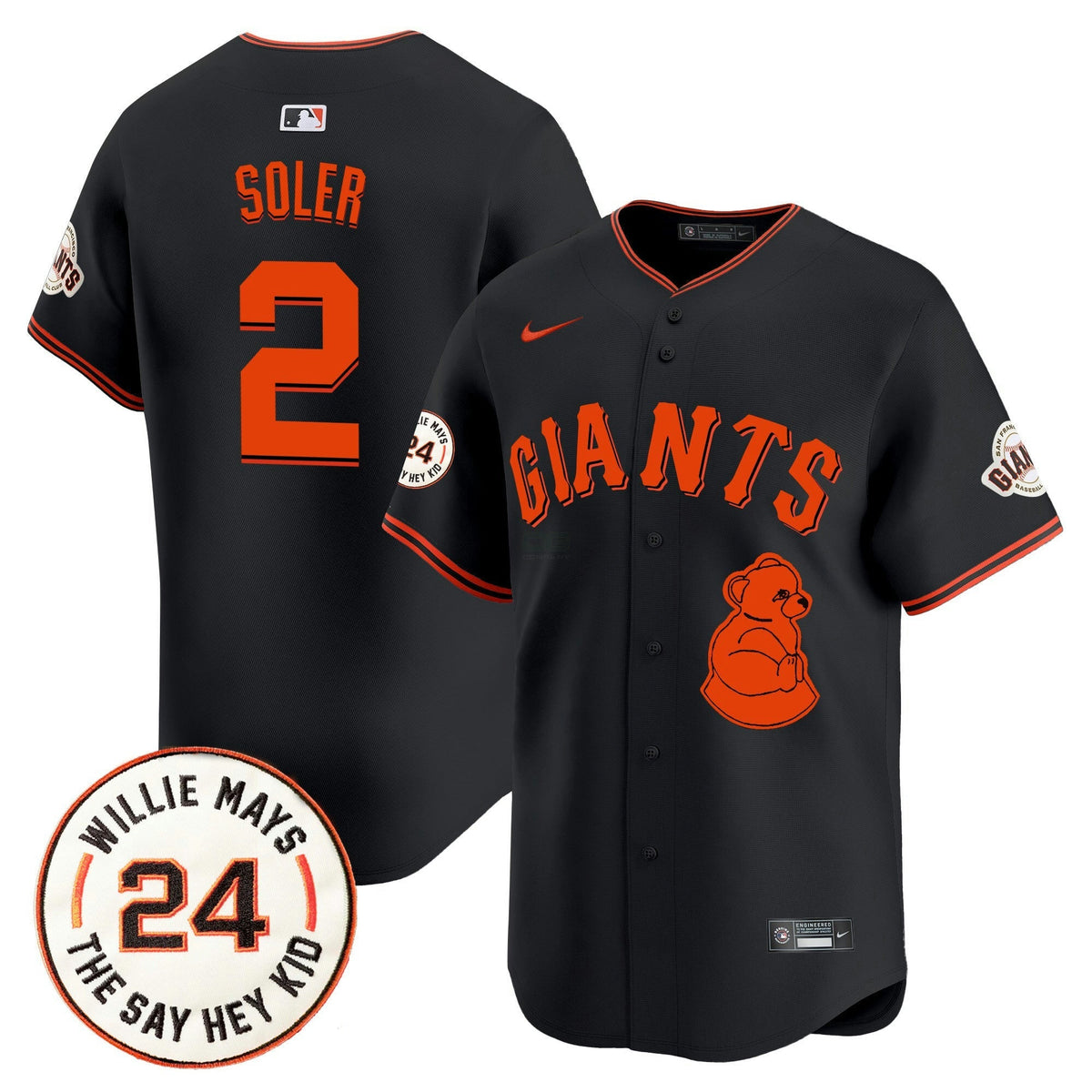 MLB Men’s San Francisco 2024 Willie Mays Patch Vapor Premier Limited Jersey V4