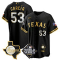 MLB Men’s Texas 2023 World Series & Texas State Patch Cool Base Gold Jersey V2
