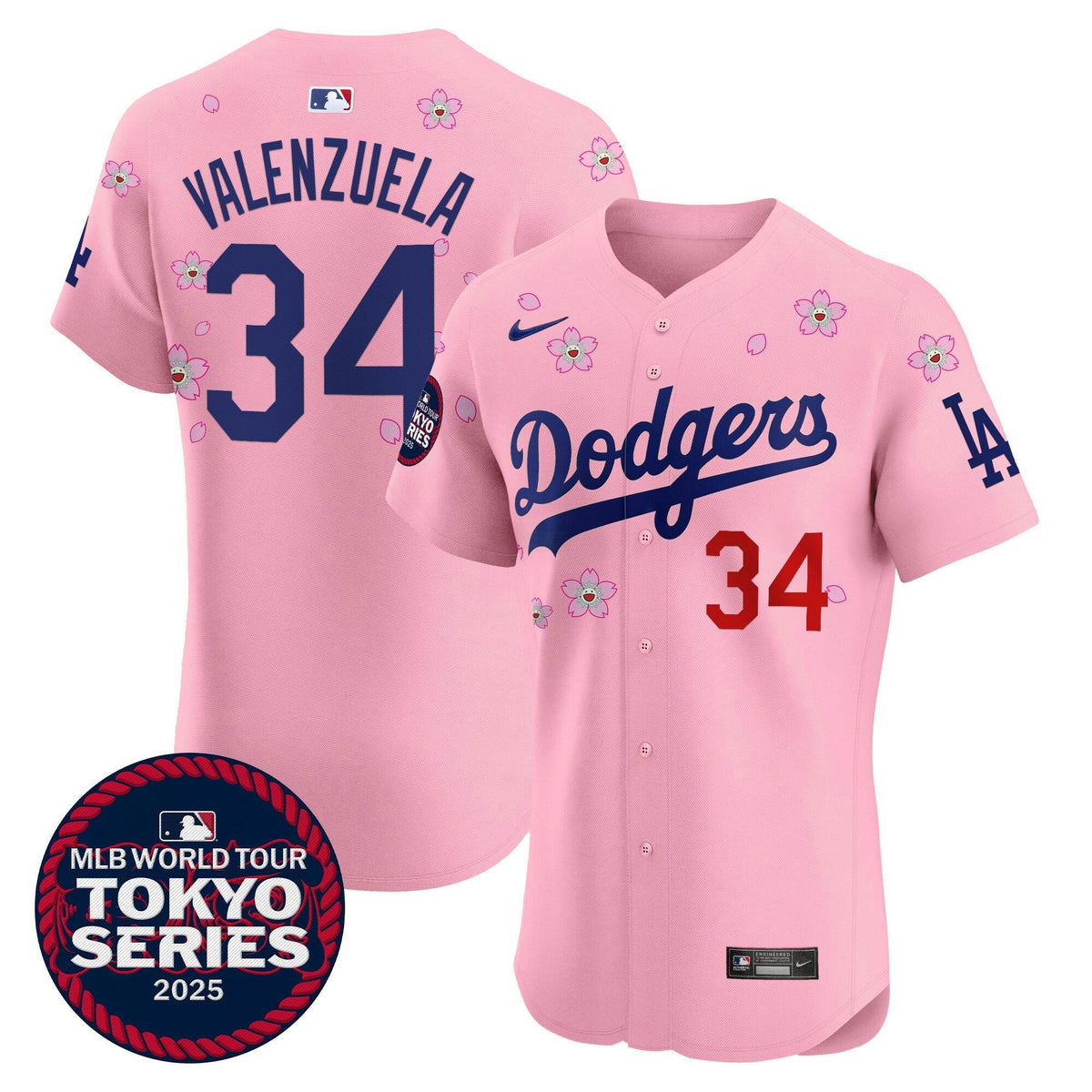 MLB Men’s Tokyo Series 2025 Vapor Premier Elite Jersey – Stitched - Cherry Blossom