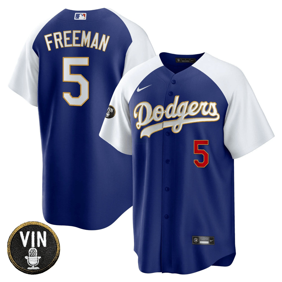 MLB Men’s Vin Scully Patch Cool Base Gold Trim Jersey