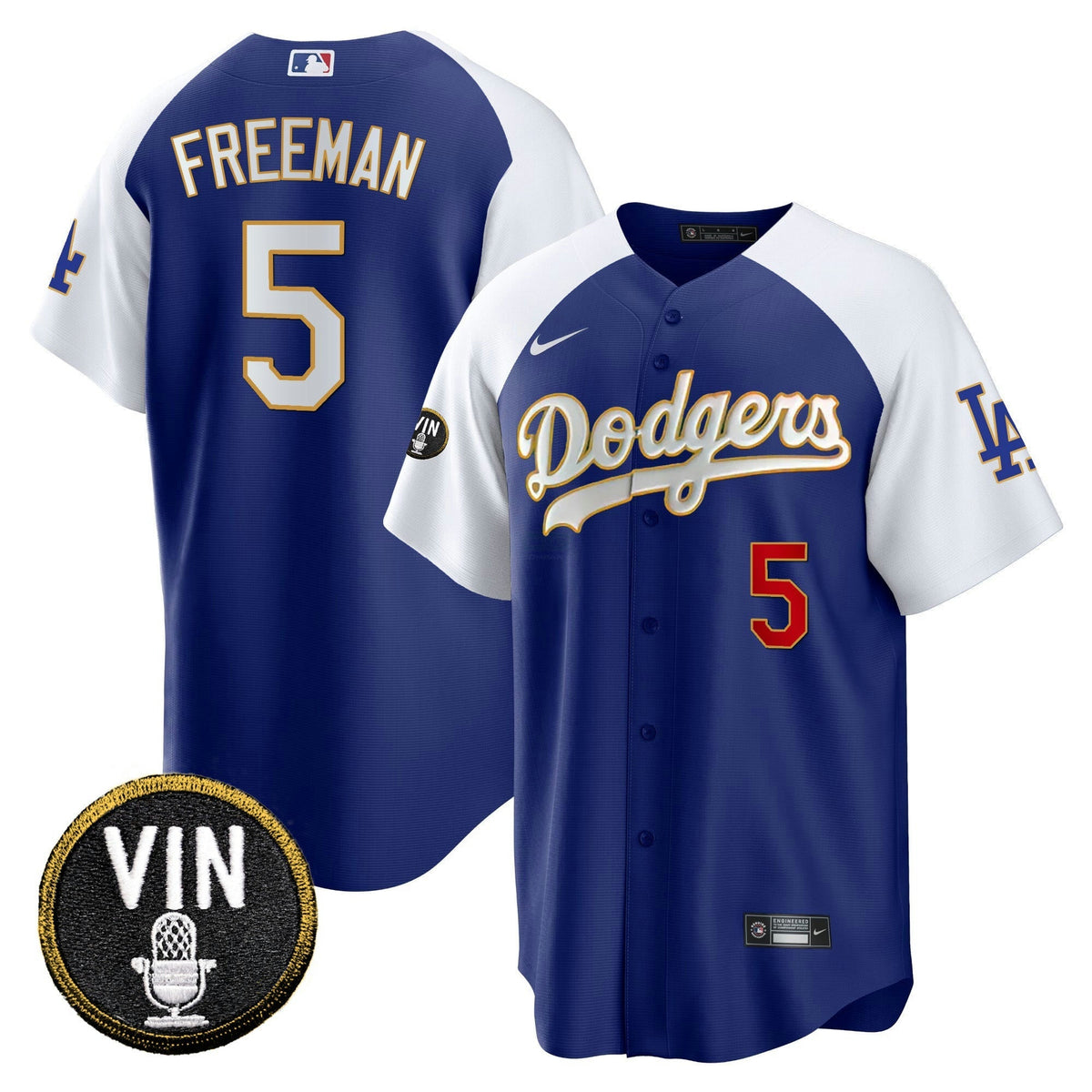MLB Men’s Vin Scully Patch Cool Base Gold Trim Jersey V2