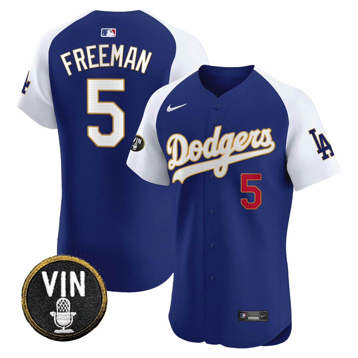 MLB Men’s Vin Scully Patch Gold Trim Vapor Premier Elite Jersey