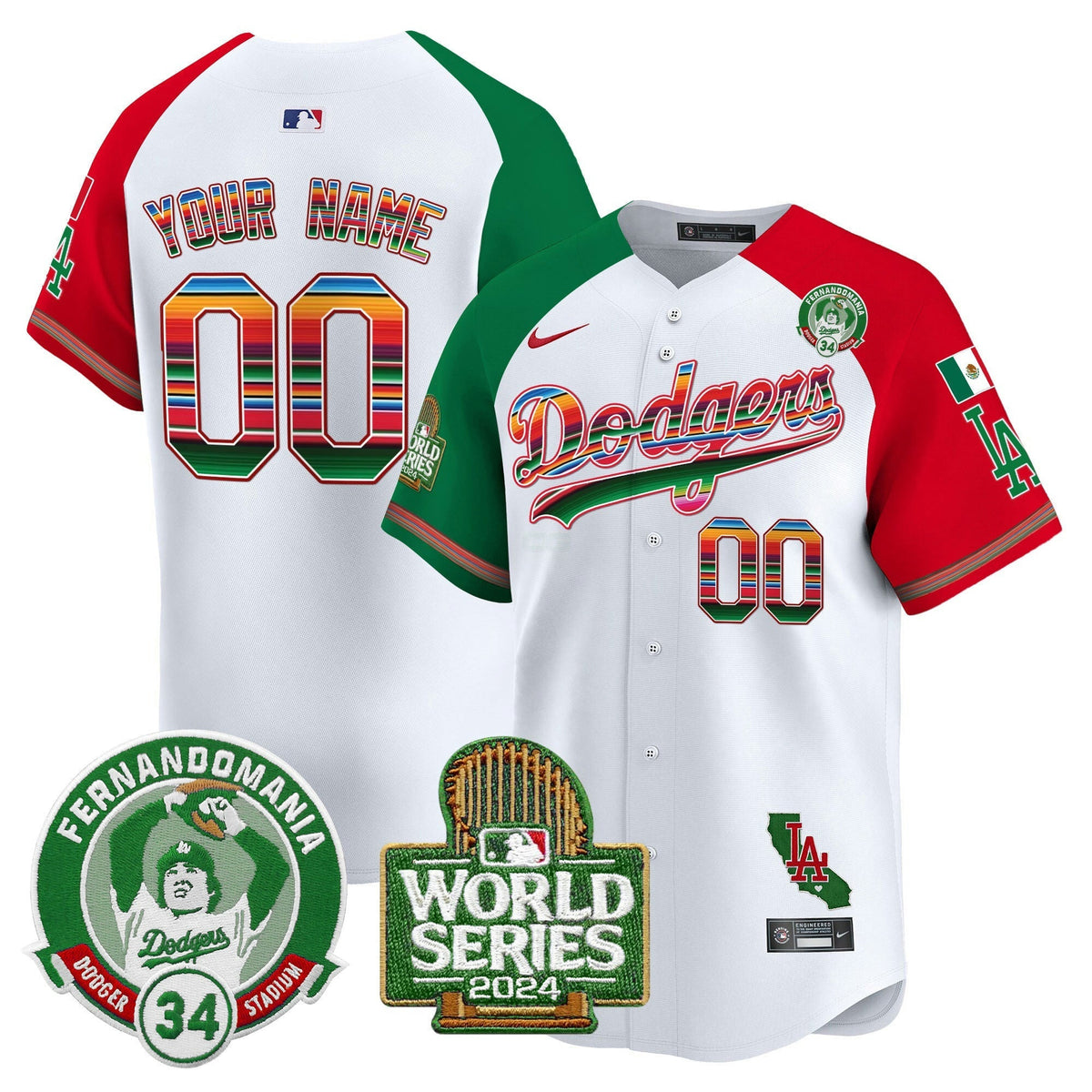 MLB Mexico Fernando Valenzuela & 2024 World Series Patch Vapor Premier Limited Jersey