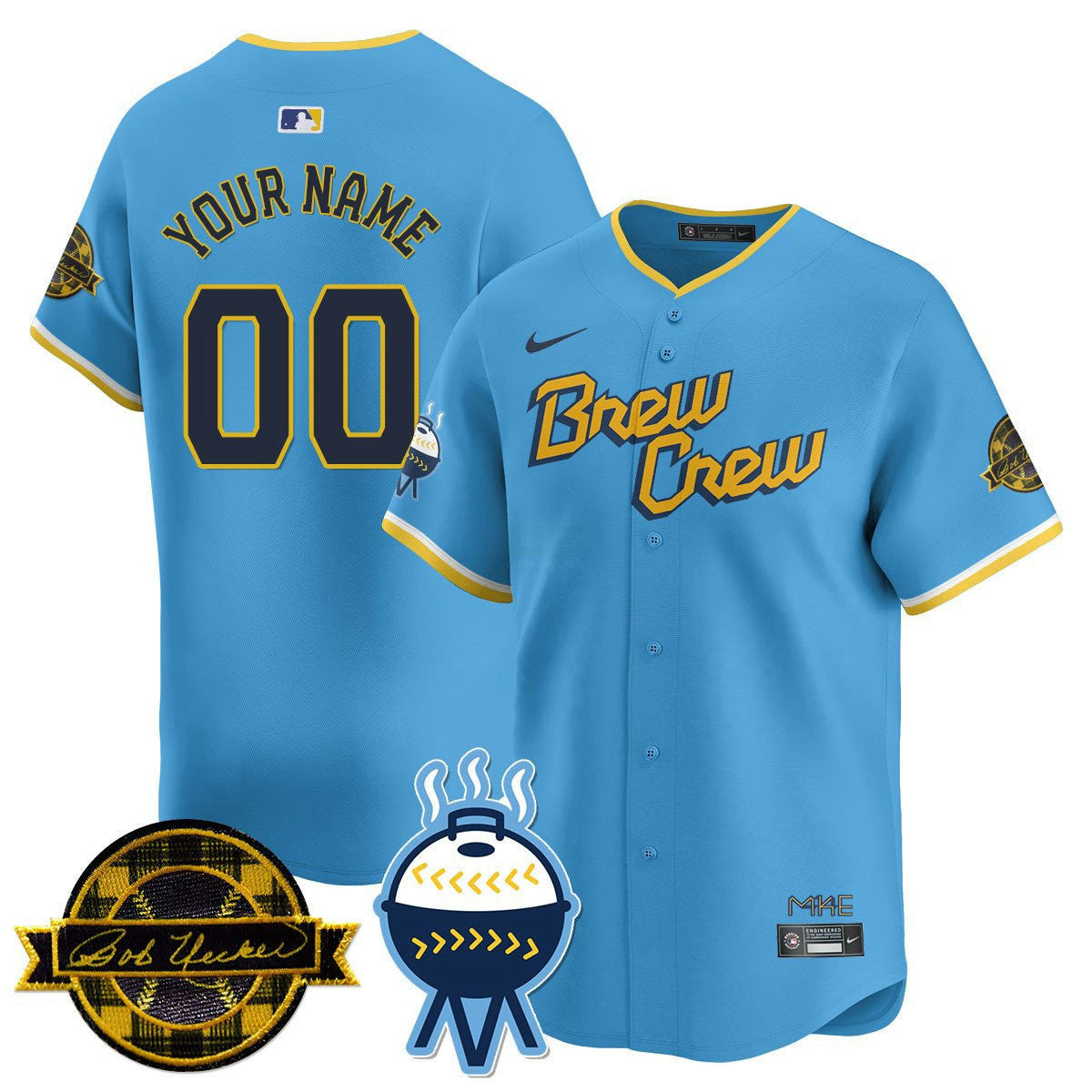 MLB Milwaukee Bob Uecker Patch Vapor Limited Jersey