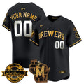 MLB Milwaukee Home & Bob Uecker Patch Vapor Premier Limited Jersey