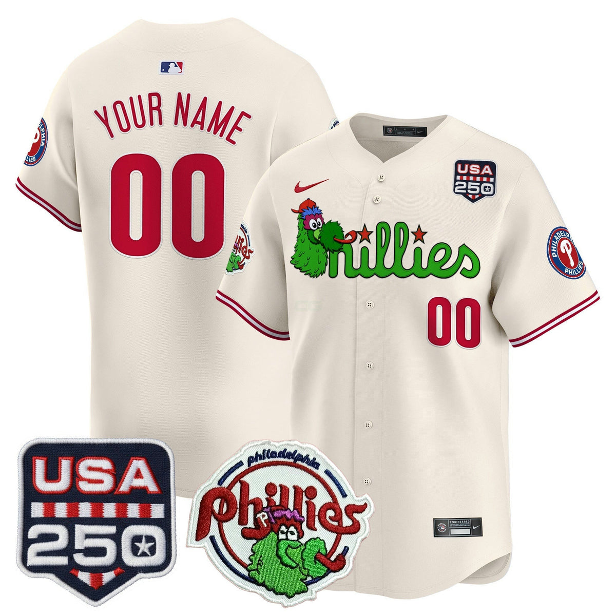 MLB Philadelphia Phanatic & 250America Patch Vapor Premier Limited Jersey