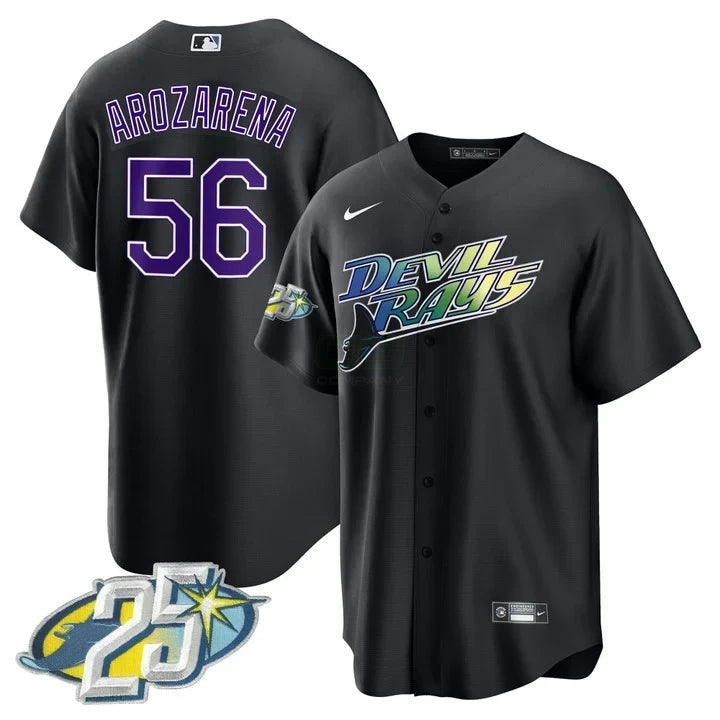 MLB Randy Arozarena Tampa Bay 25th Anniversary Black Jersey