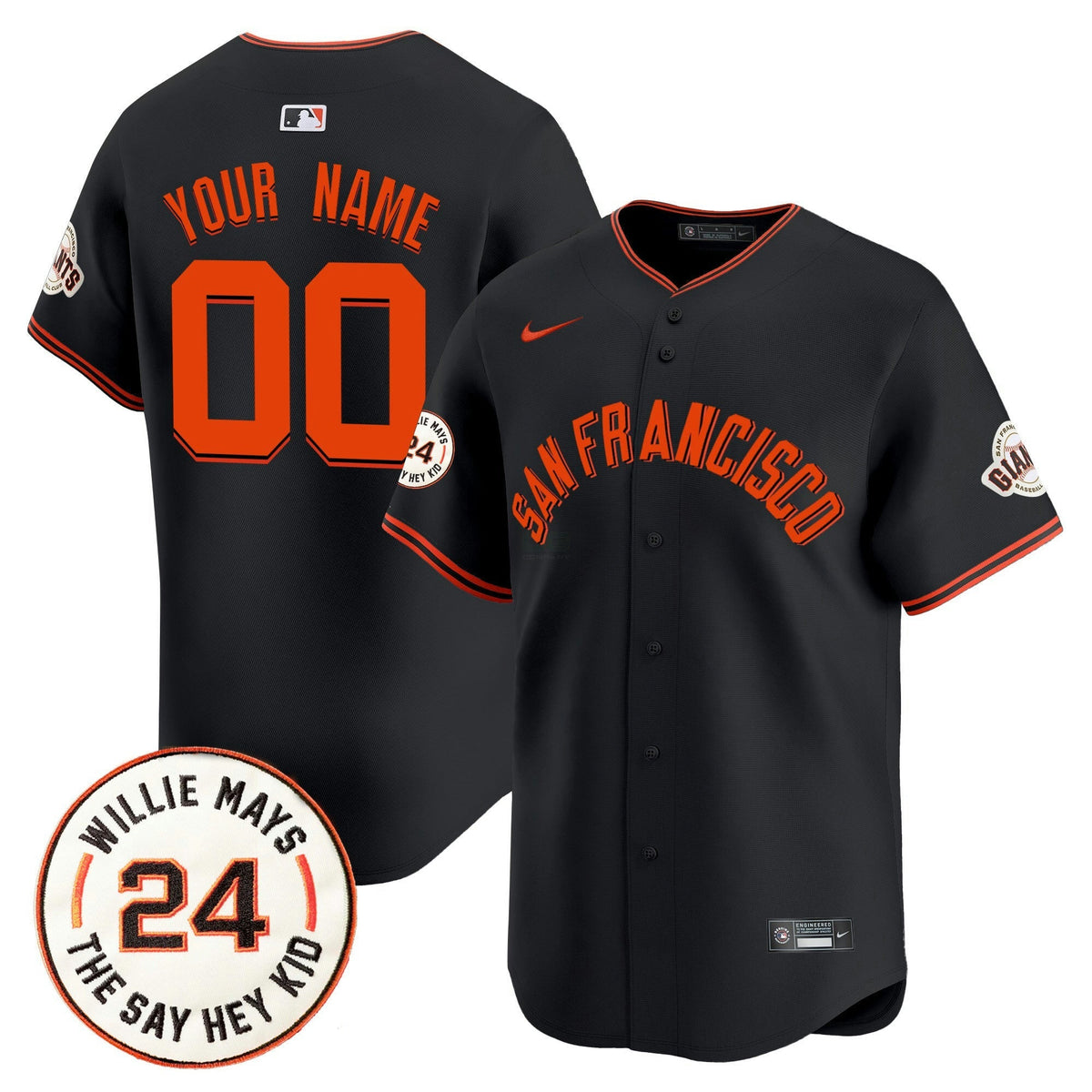 MLB San Francisco 2024 Willie Mays Patch Vapor Premier Limited Jersey V5