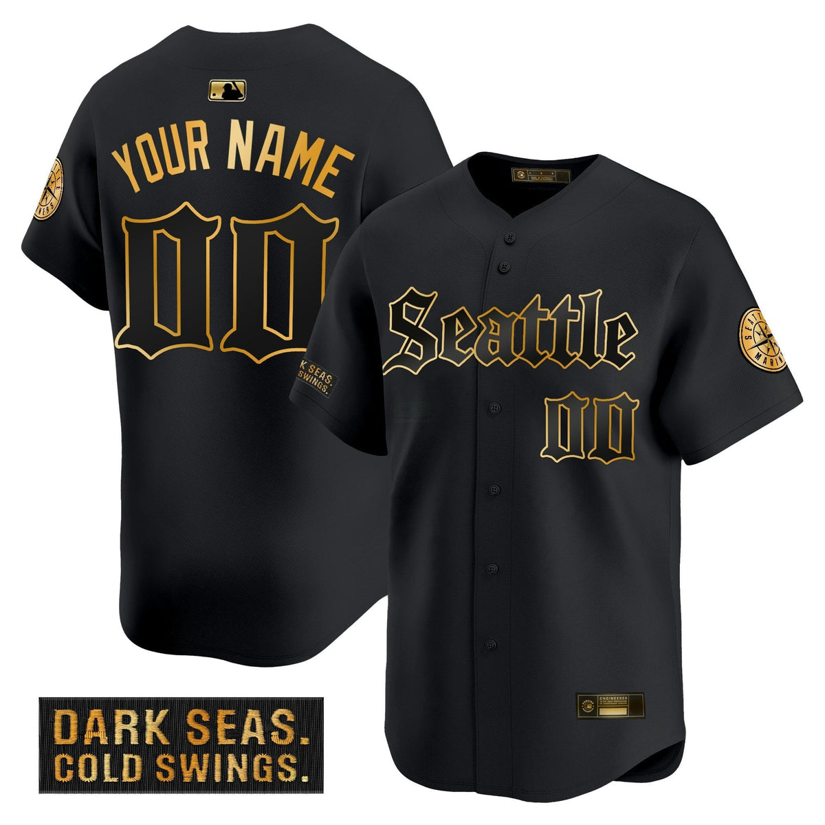 MLB Seattle ‘Deep Sea Gothic Edition’ Gold Vapor Premier Limited Jersey