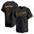 MLB Shohei Ohtani Kanji Los Angeles Black Gold Jersey - Black Gold