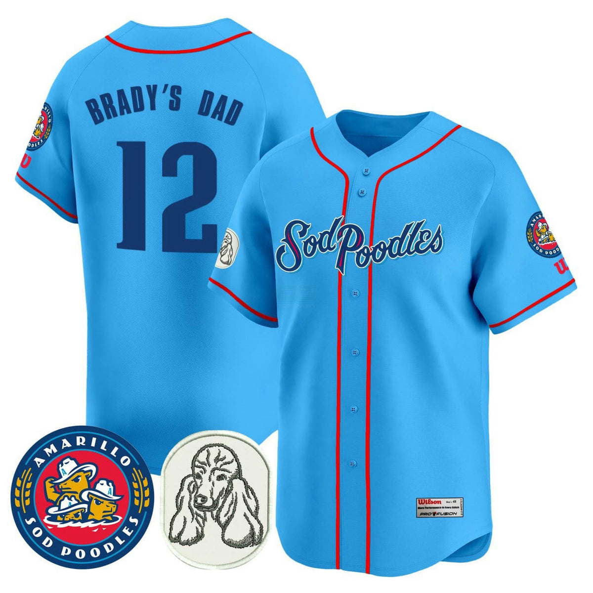 MLB Sod Poodles Baseball Blue Jersey – All-stitched - Blue
