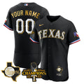 MLB Texas 2023 World Series Champions Patch Flex Base Gold Trim Jersey - Black