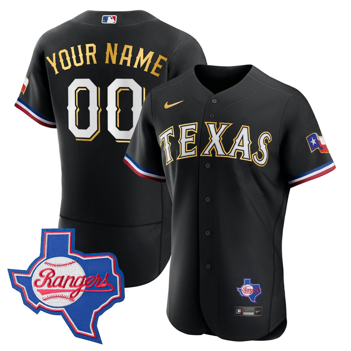 MLB Texas Gold Trim Flex Base Jersey – Texas Patch