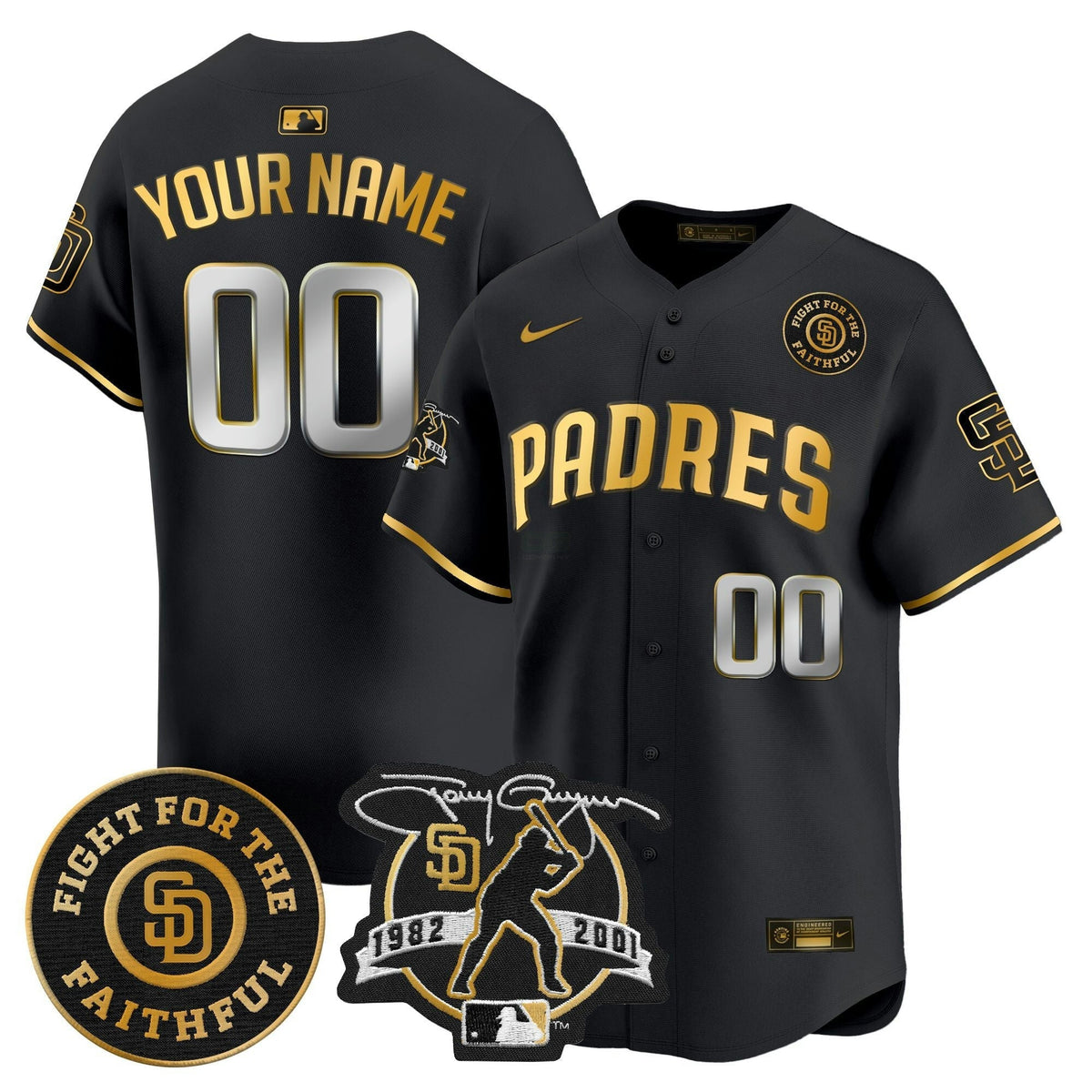 MLB Tony Gwynn & Faithful Patch Vapor Premier Limited Jersey