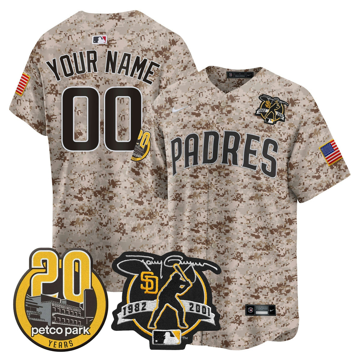 MLB Tony Gwynn & Petco Park 20th Patch USMC Vapor Premier Limited Jersey