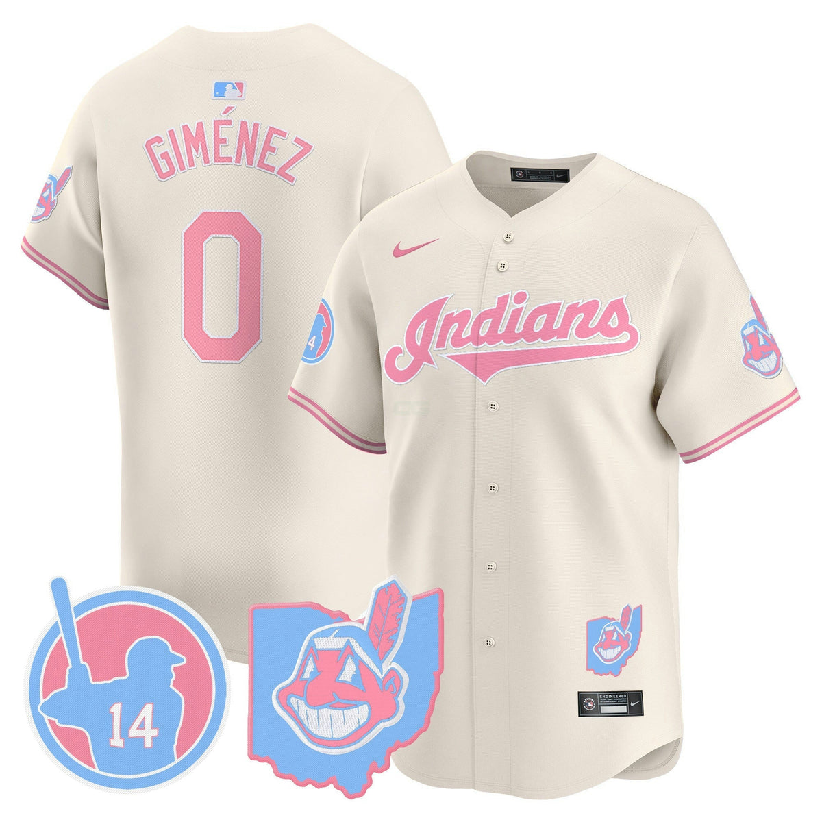 MLB Unisex Cleveland Indians Larry Doby Bubblegum Pink Vapor Premier Limited Jersey