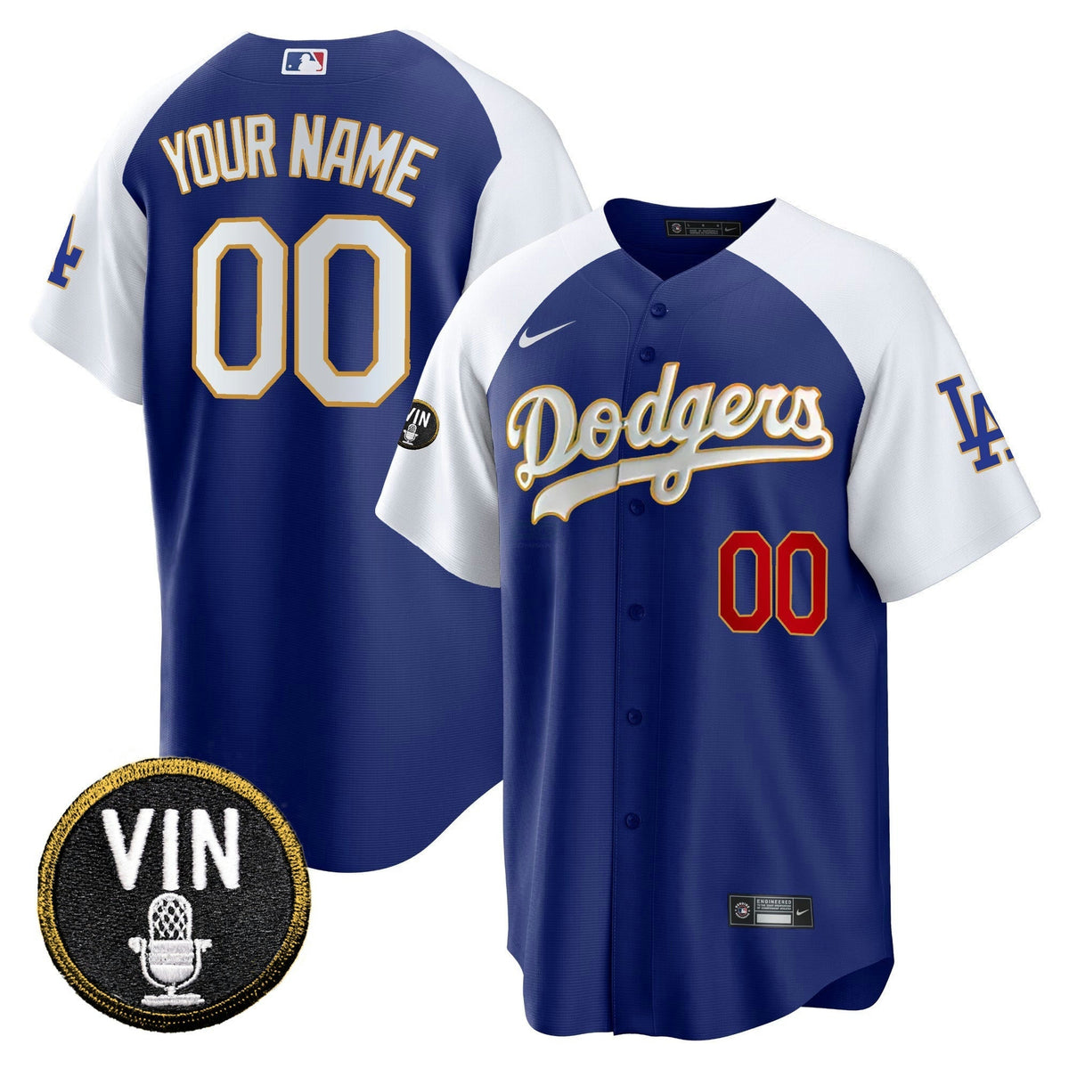 MLB Vin Scully Patch Cool Base Gold Trim Jersey V2