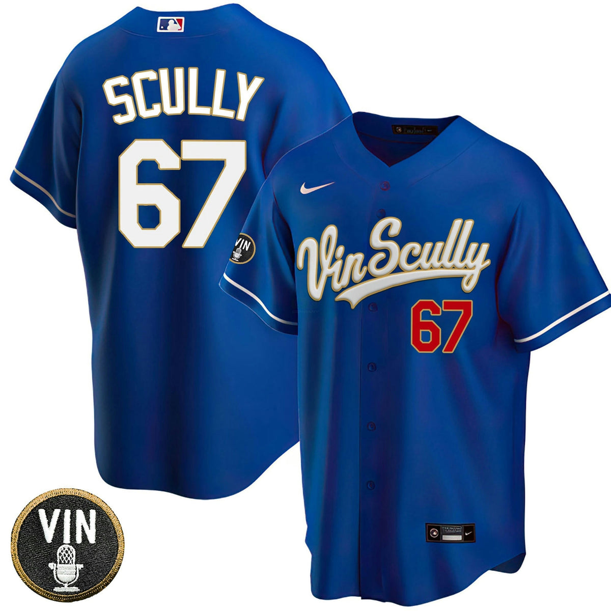 MLB Los Angeles Dodgers Vin Scully Patch Gold Trim Limited Jersey