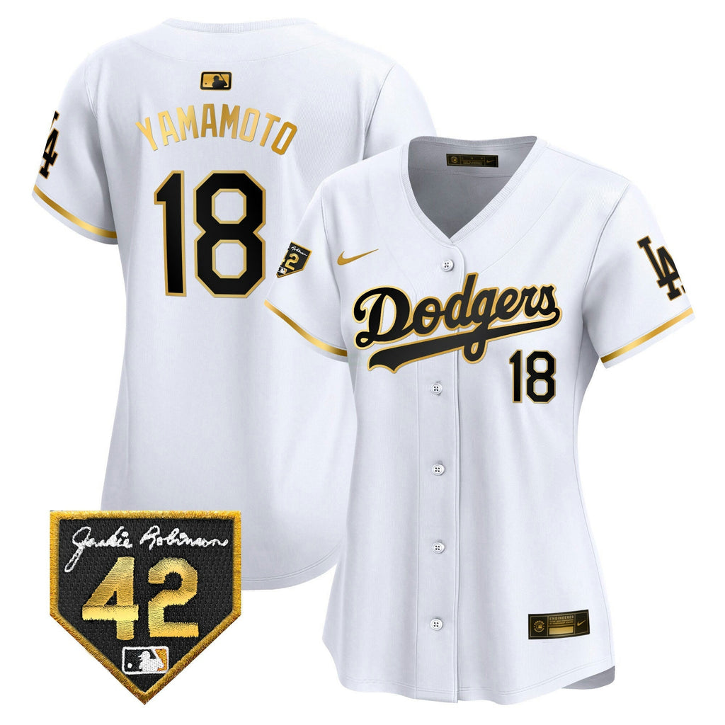 MLB Los Angeles Dodgers Women’s 2024 Jackie Robinson Patch Vapor Premier Limited Jersey