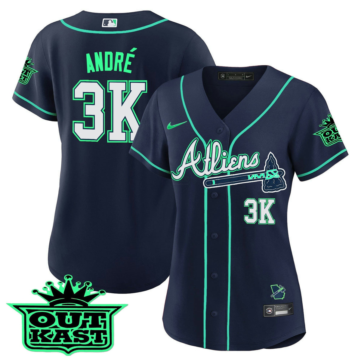 MLB Women’s Atlanta Atliens Jersey – Galaxy Version – Stitched