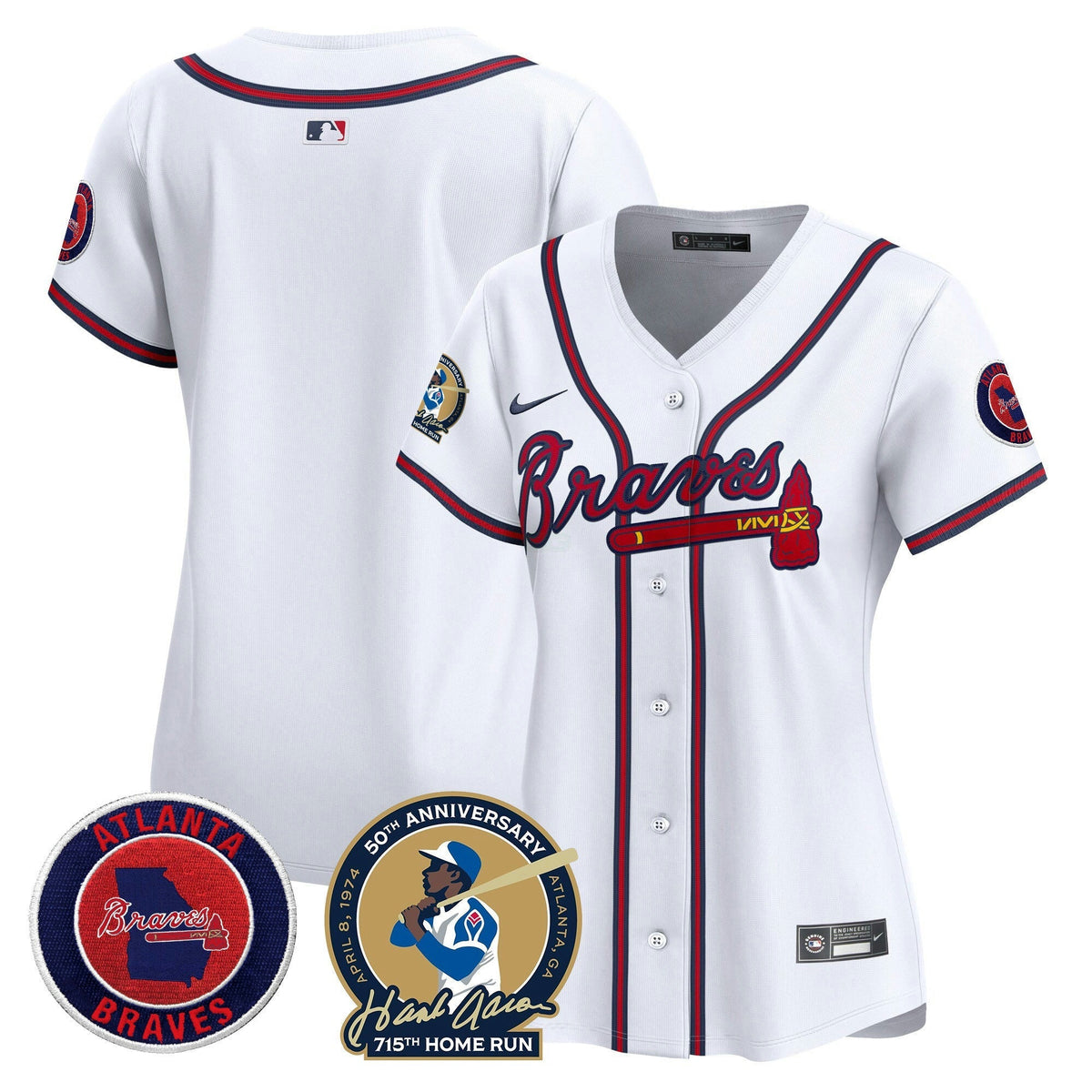 MLB Women’s Atlanta Hank Aaron 715th Home Run Patch Vapor Premier Limited Jersey