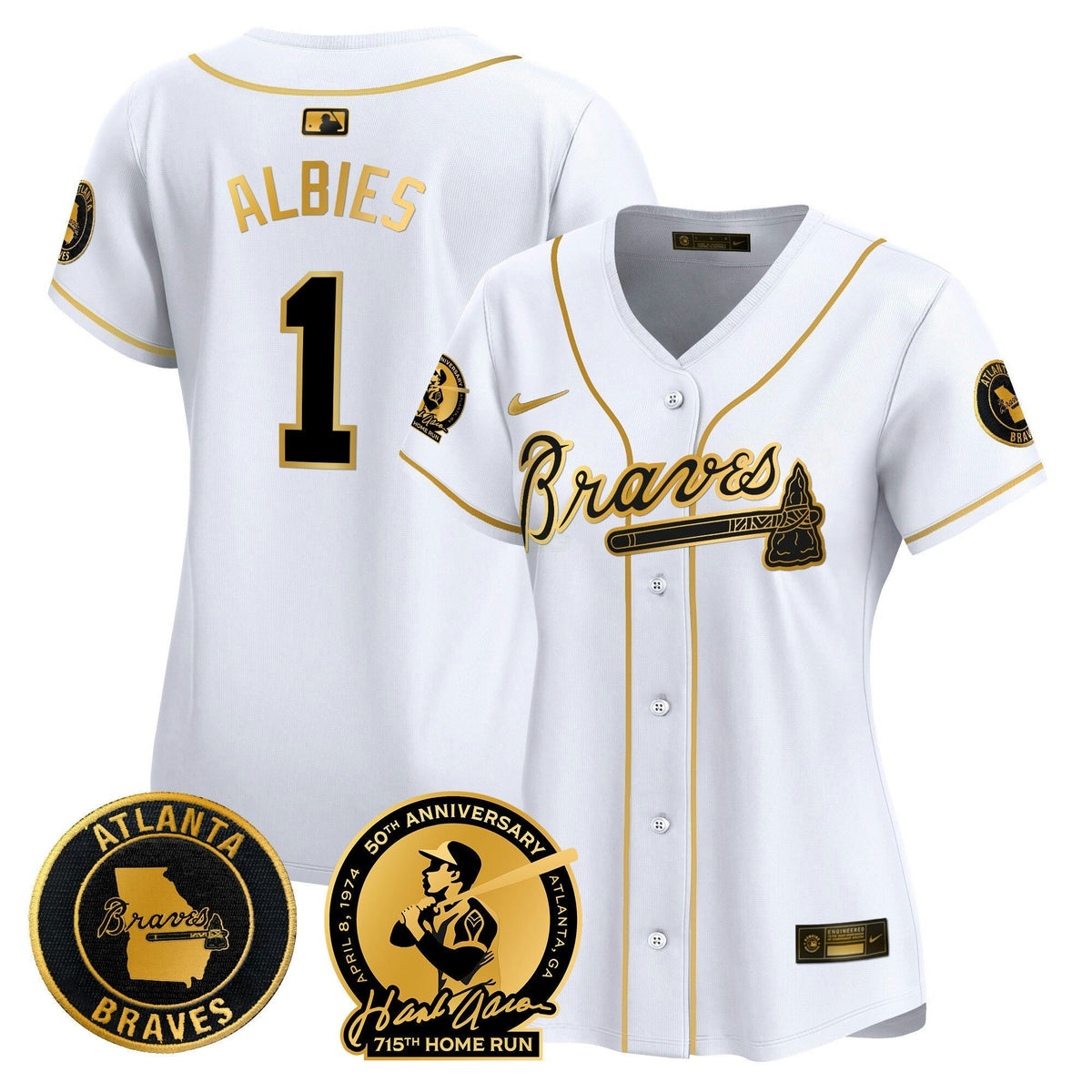 MLB Women’s Atlanta Hank Aaron 715th Home Run Patch Vapor Premier Limited Jersey