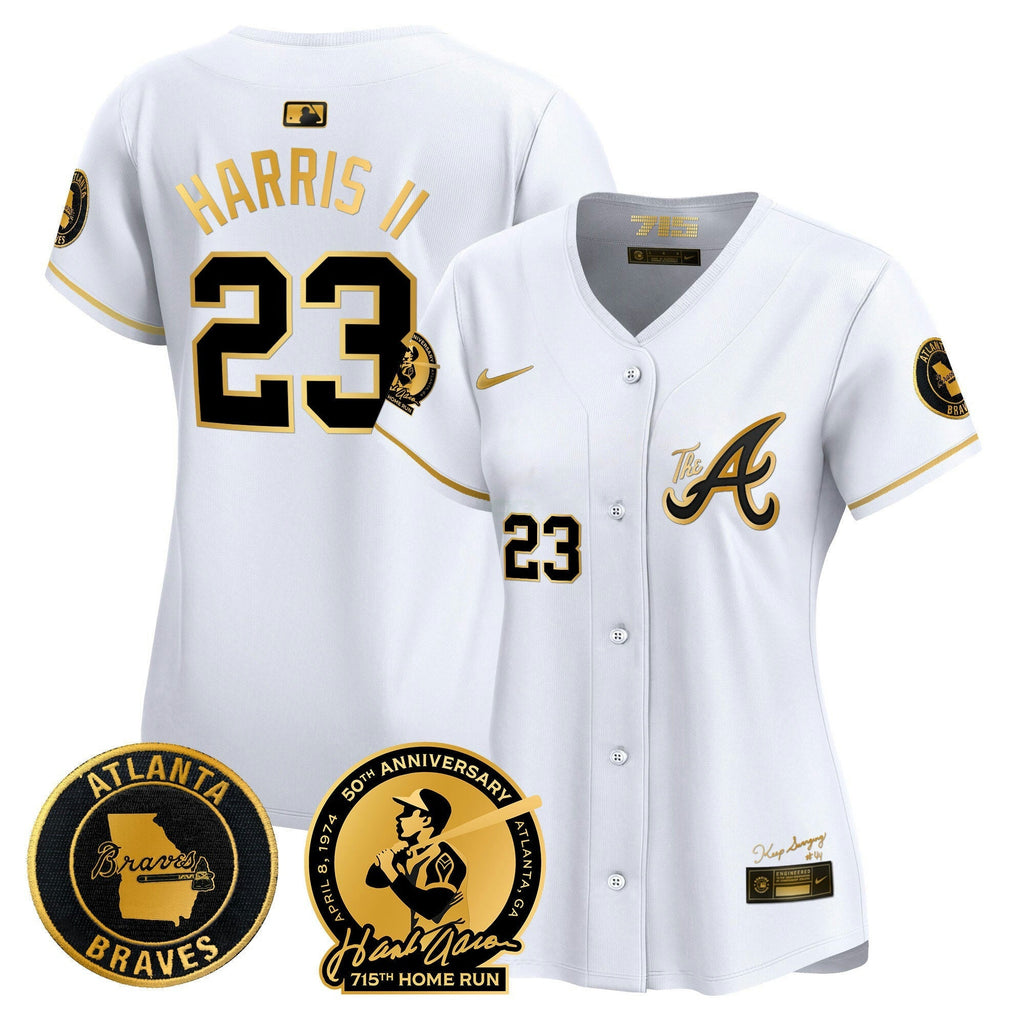 MLB Women’s Atlanta Hank Aaron 715th Home Run Patch Vapor Premier Limited Jersey V2