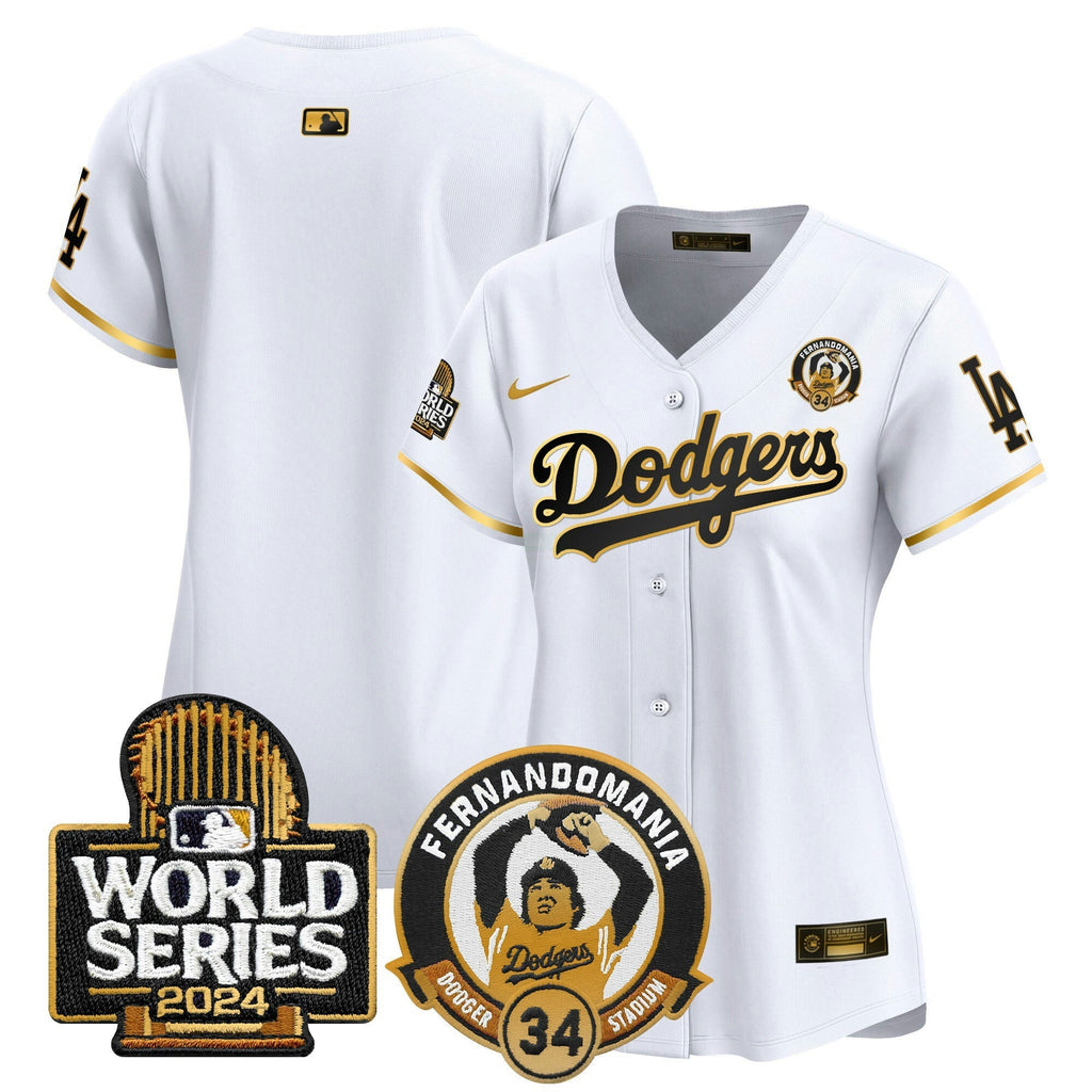 MLB Women’s Fernando Valenzuela & 2024 World Series Patch Vapor Premier Limited Jersey