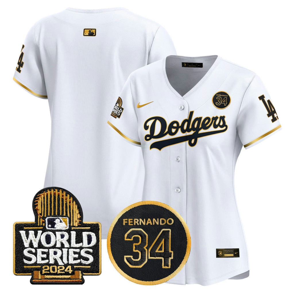 MLB Women’s Fernando Valenzuela Memorial & 2024 World Series Patch Vapor Premier Limited Jersey