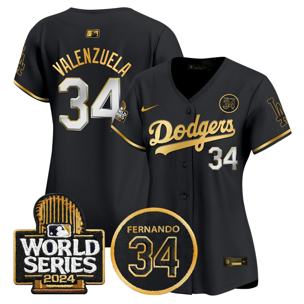 MLB Women’s Fernando Valenzuela Memorial & 2024 World Series Patch Vapor Premier Limited Jersey
