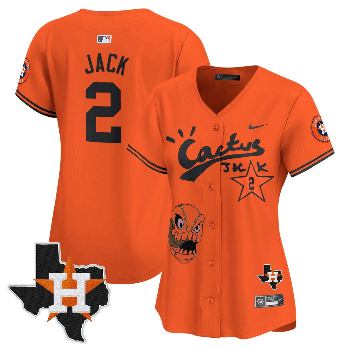 MLB Women’s Houston Cactus Jack Patch Vapor Premier Limited Jersey