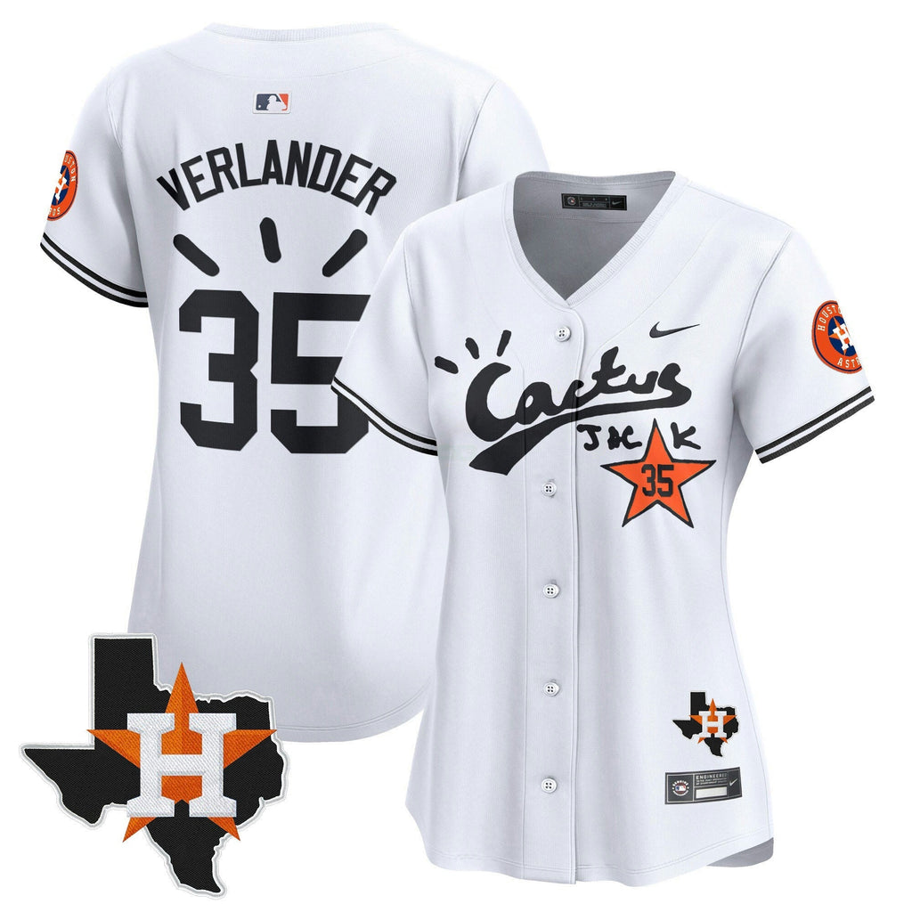MLB Women’s Houston Cactus Jack Patch Vapor Premier Limited Jersey V10 – Stitched