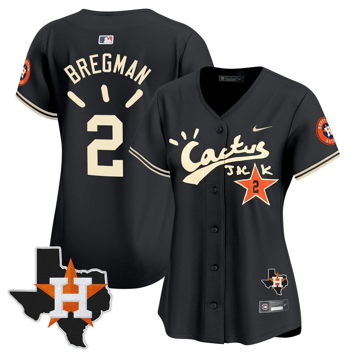 MLB Women’s Houston Cactus Jack Patch Vapor Premier Limited Jersey V10 – Stitched
