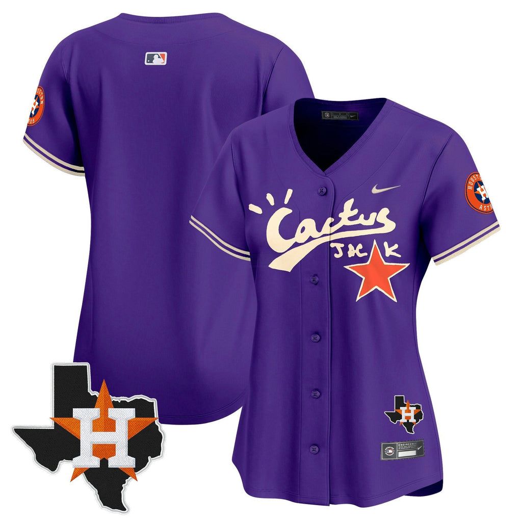 MLB Women’s Houston Cactus Jack Patch Vapor Premier Limited Jersey V11 – Stitched