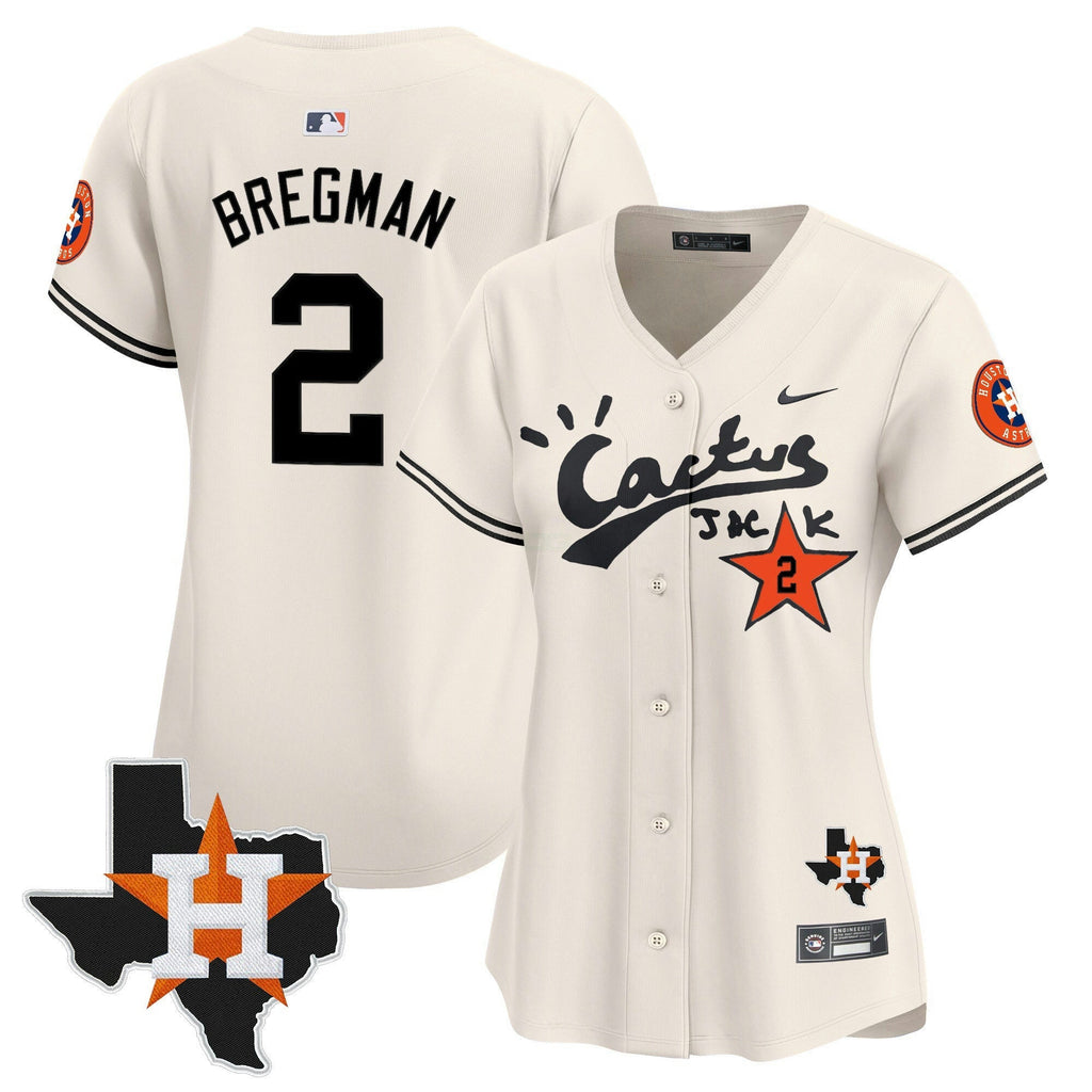 MLB Women’s Houston Cactus Jack Patch Vapor Premier Limited Jersey V11 – Stitched