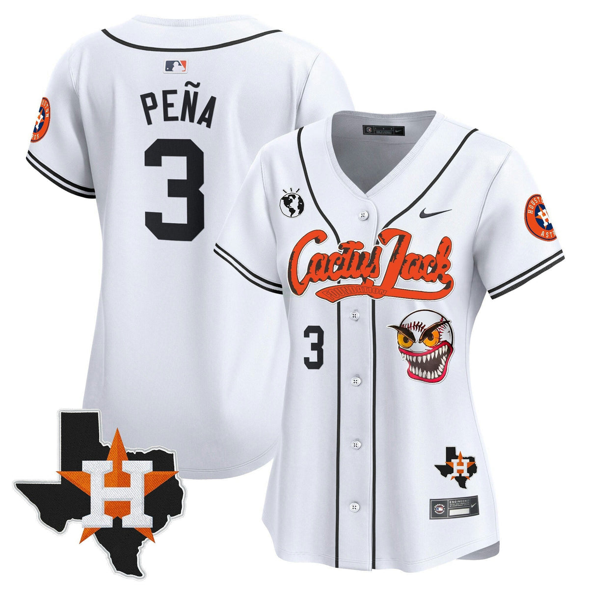 MLB Women’s Houston Cactus Jack Patch Vapor Premier Limited Jersey V6 – Stitched
