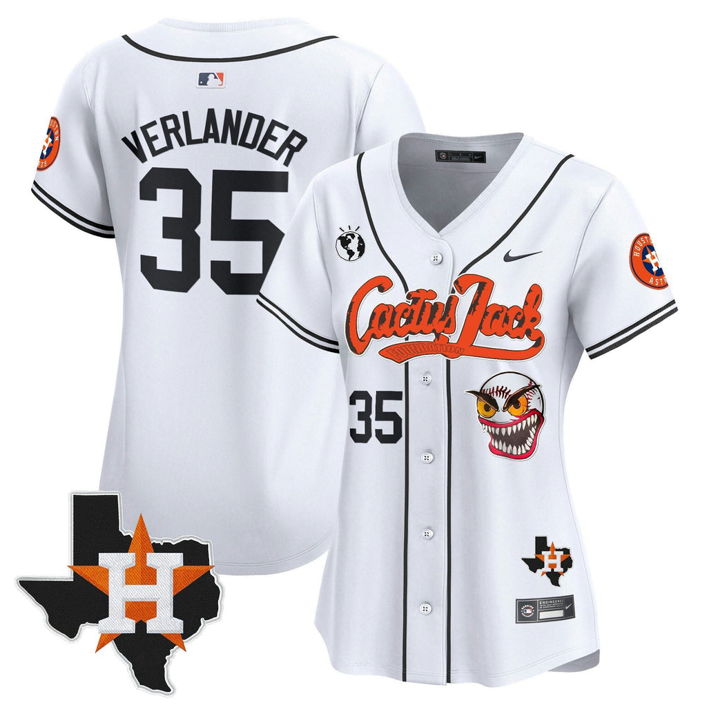 MLB Women’s Houston Cactus Jack Patch Vapor Premier Limited Jersey V6 – Stitched