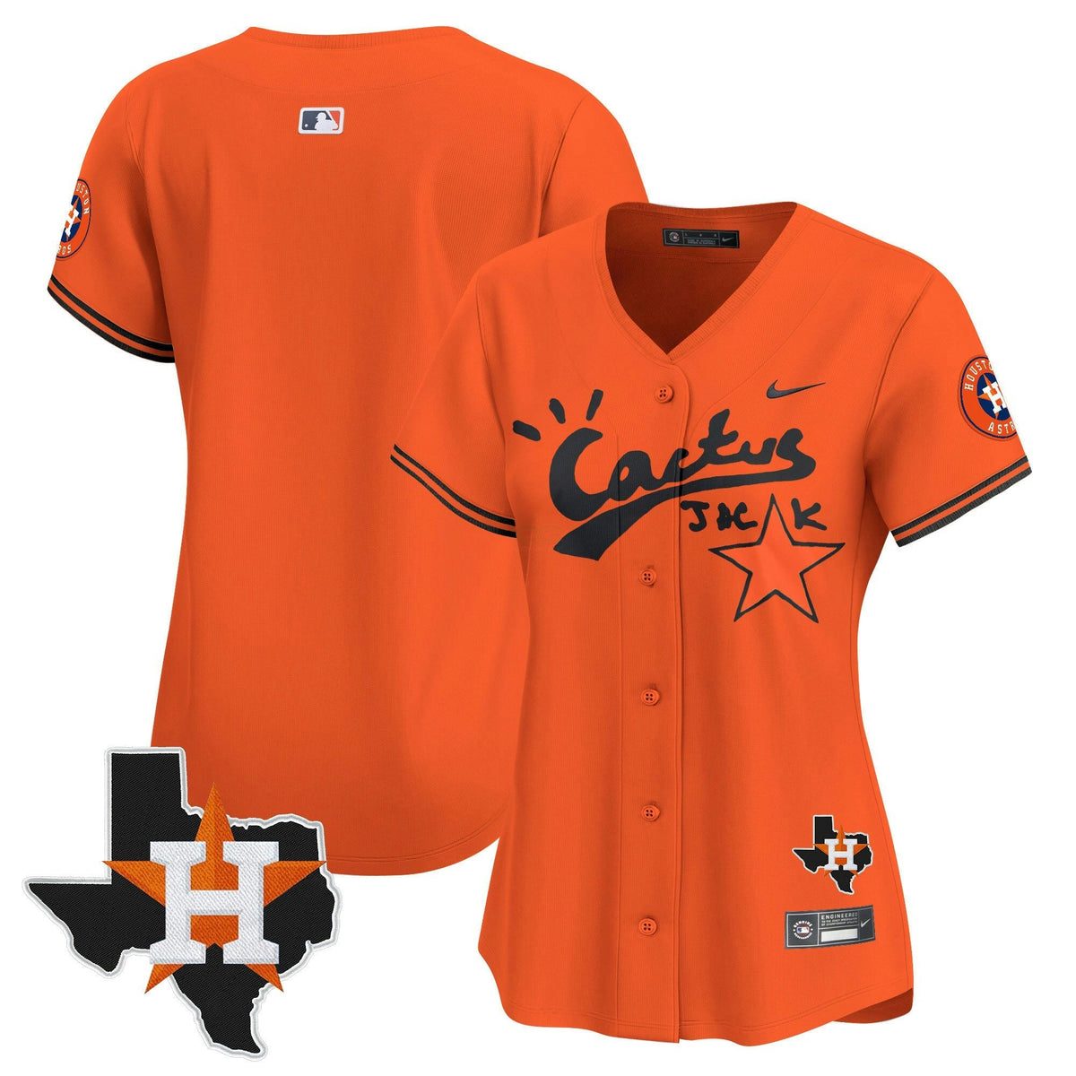 MLB Women’s Houston Cactus Jack Patch Vapor Premier Limited Jersey V7 – Stitched