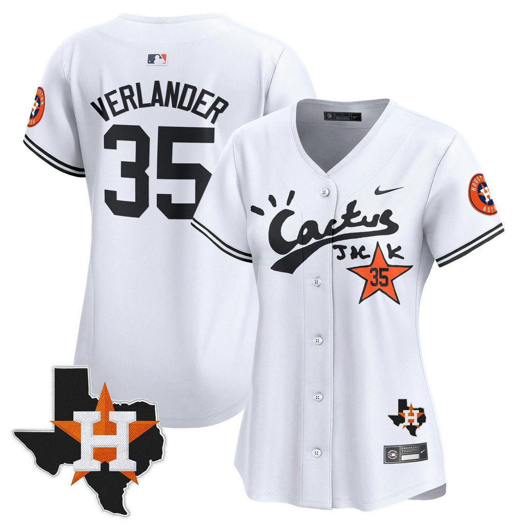 MLB Women’s Houston Cactus Jack Patch Vapor Premier Limited Jersey V7 – Stitched