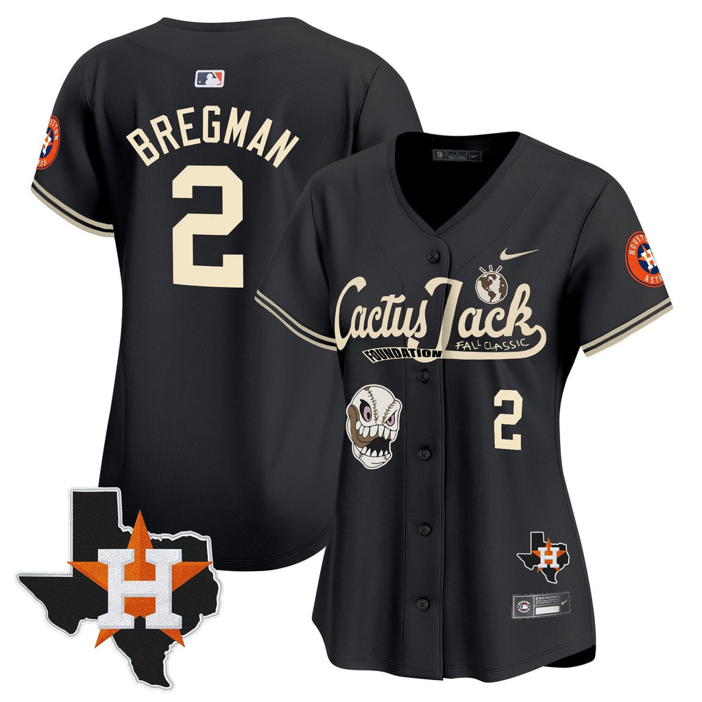 MLB Women’s Houston Cactus Jack Patch Vapor Premier Limited Jersey V8 – Stitched