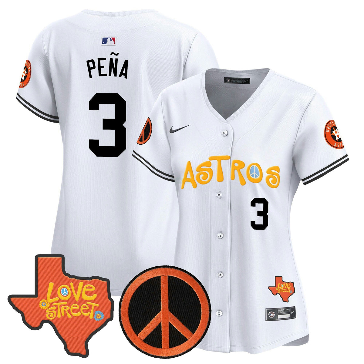 MLB Women’s Love Street & Peace Sign Patch Vapor Premier Limited Jersey