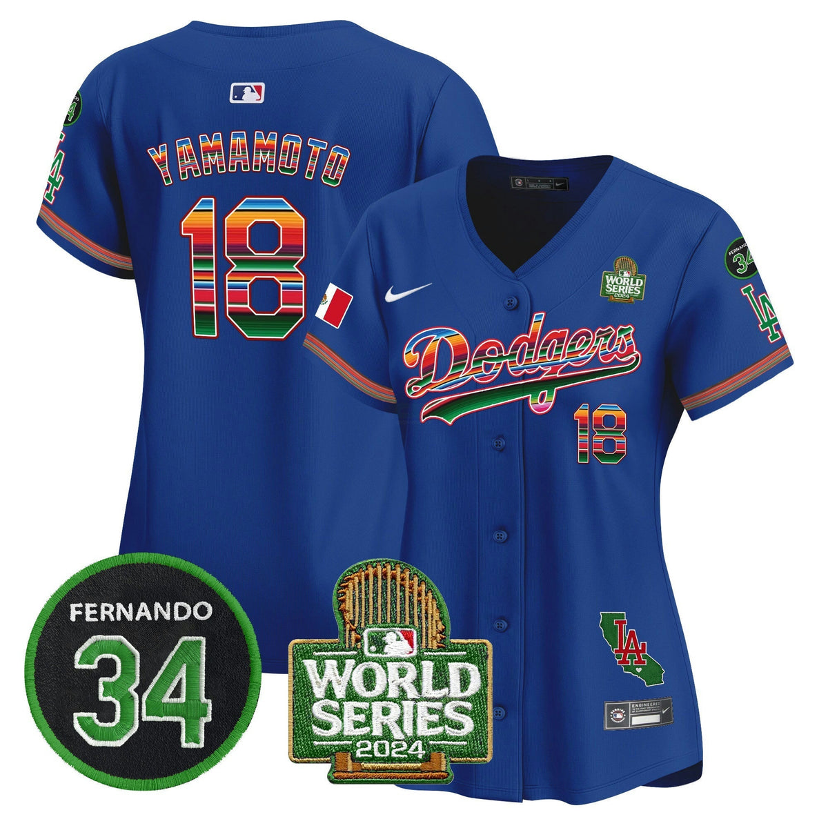 MLB Women’s Mexico Fernando Memorial & 2024 World Series Patch Vapor Premier Limited Jersey V2