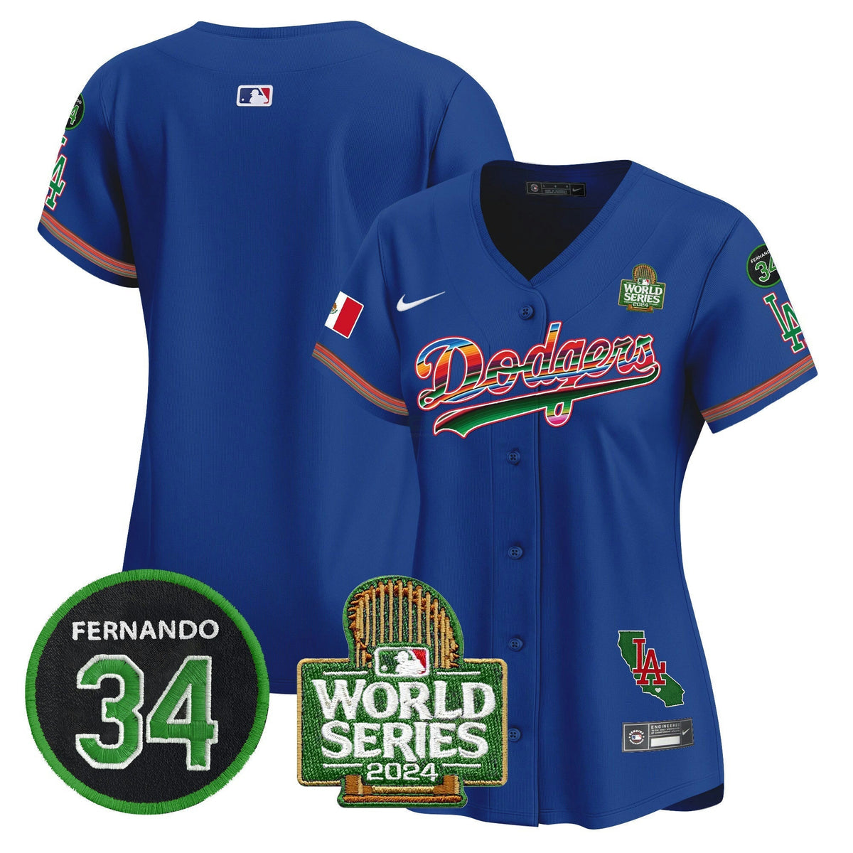 MLB Women’s Mexico Fernando Memorial & 2024 World Series Patch Vapor Premier Limited Jersey V2