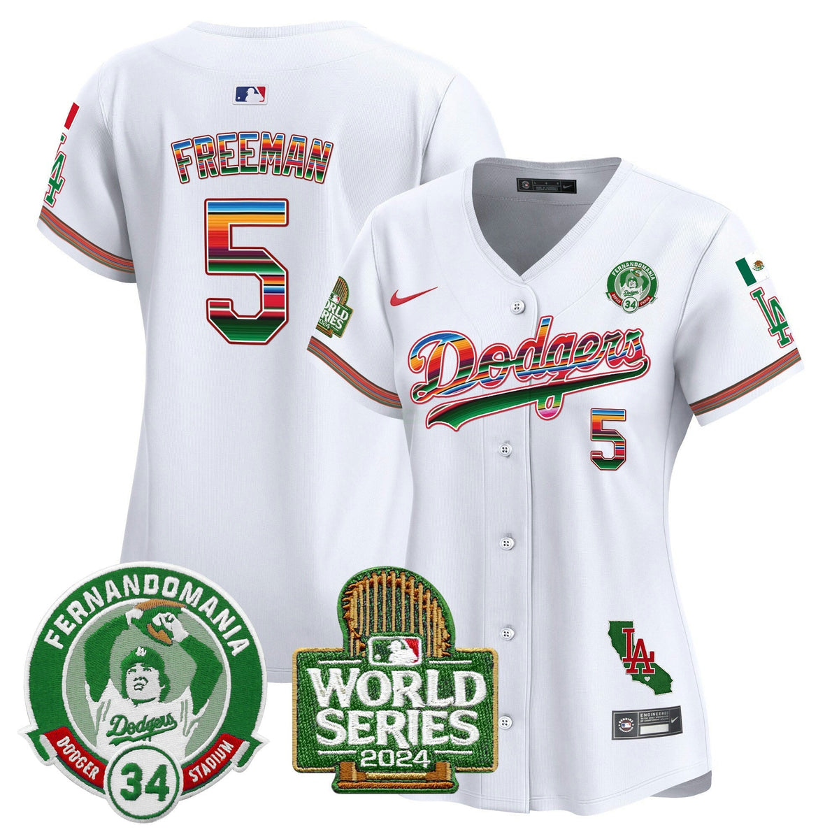 MLB Women’s Mexico Fernando Valenzuela & 2024 World Series Patch Vapor Premier Limited Jersey