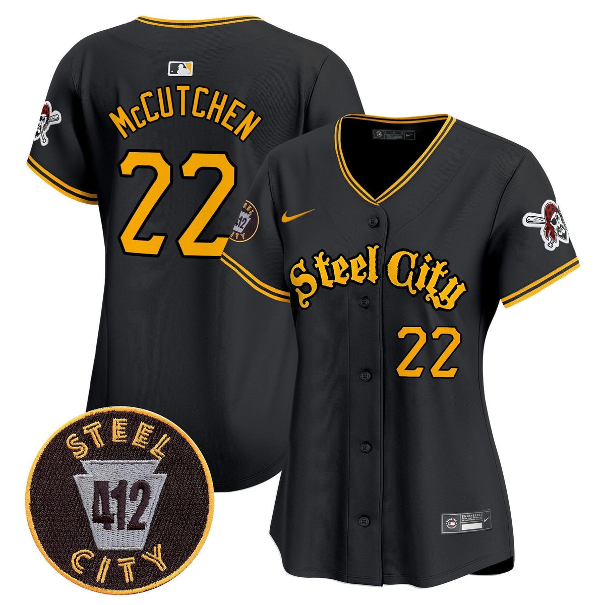 MLB Women’s Pittsburgh 412 Patch Vapor Premier Limited Jersey V5