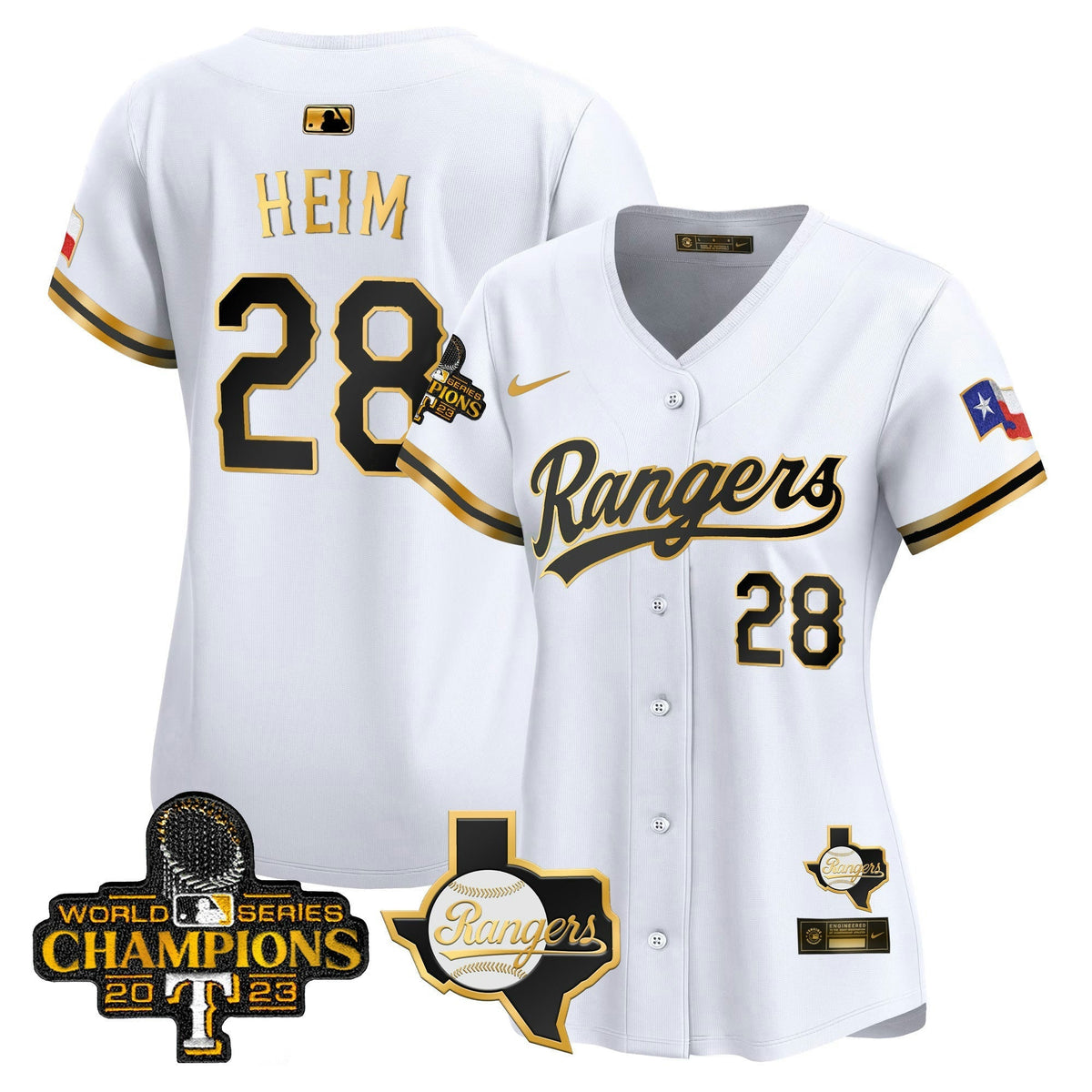 MLB Women’s Texas 2023 World Series Champions Gold Trim Vapor Premier Limited Jersey V2