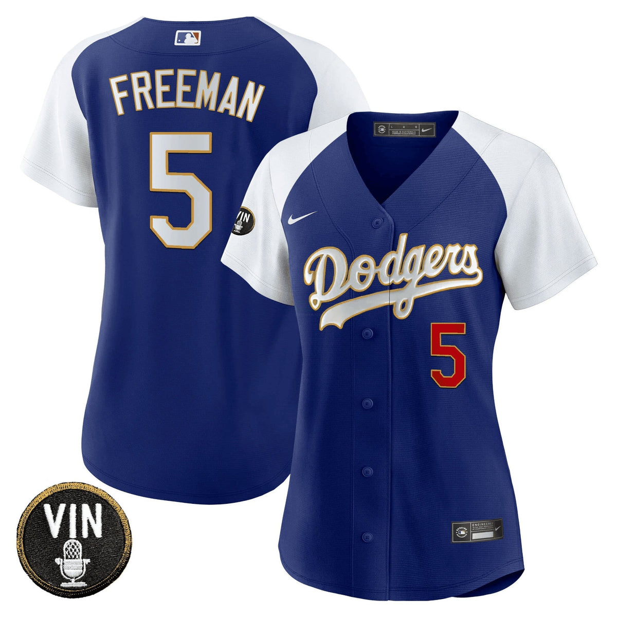 MLB Women’s Vin Scully Patch Gold Trim Jersey