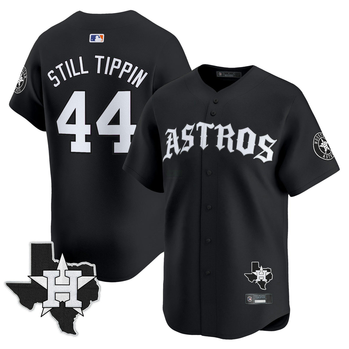 MLB Youth’s Still Tippin Houston ‘Old English Edition’ Vapor Premier Limited Jersey - Black