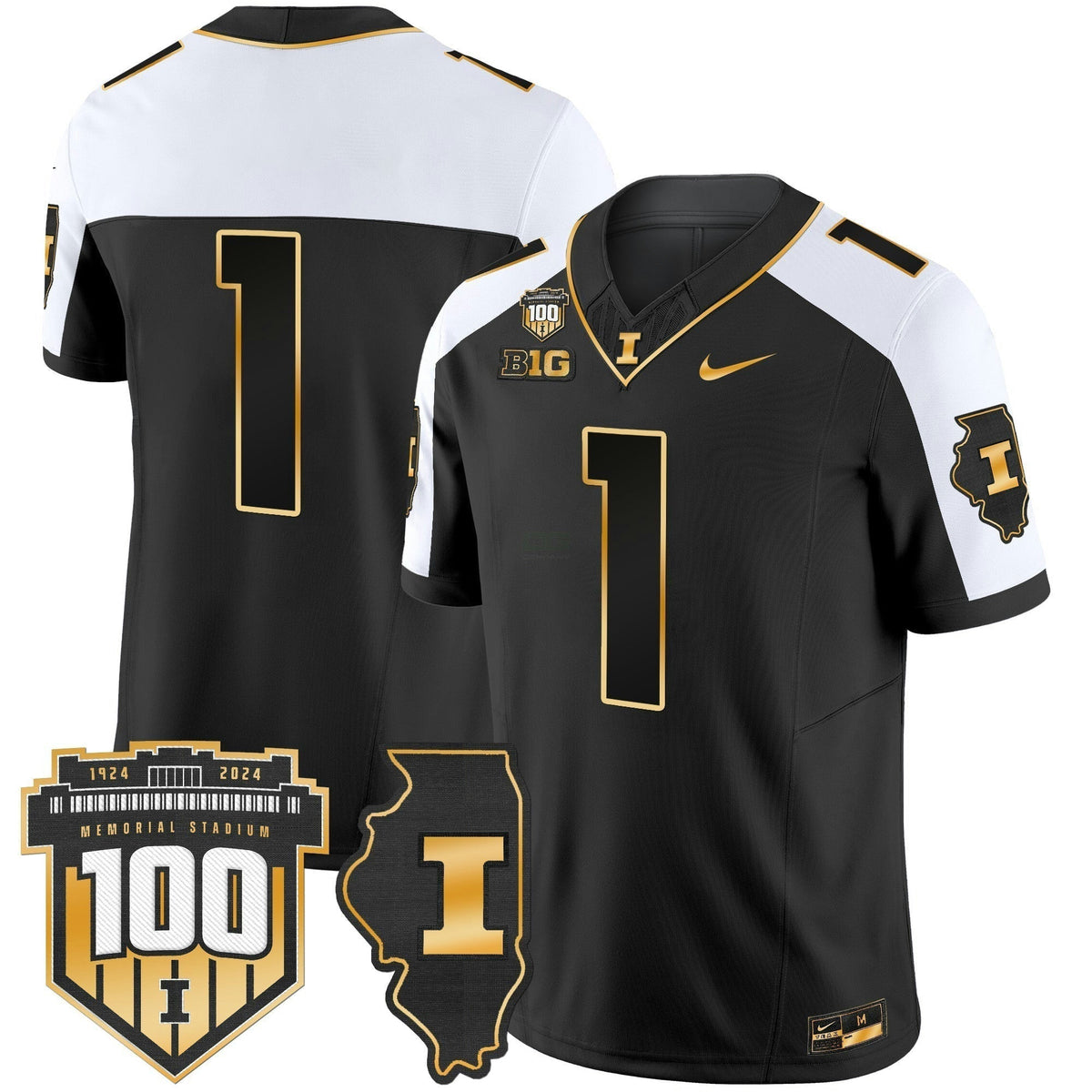 NCAA 100th Memorial Stadium Patch Gold Vapor Limited Jersey